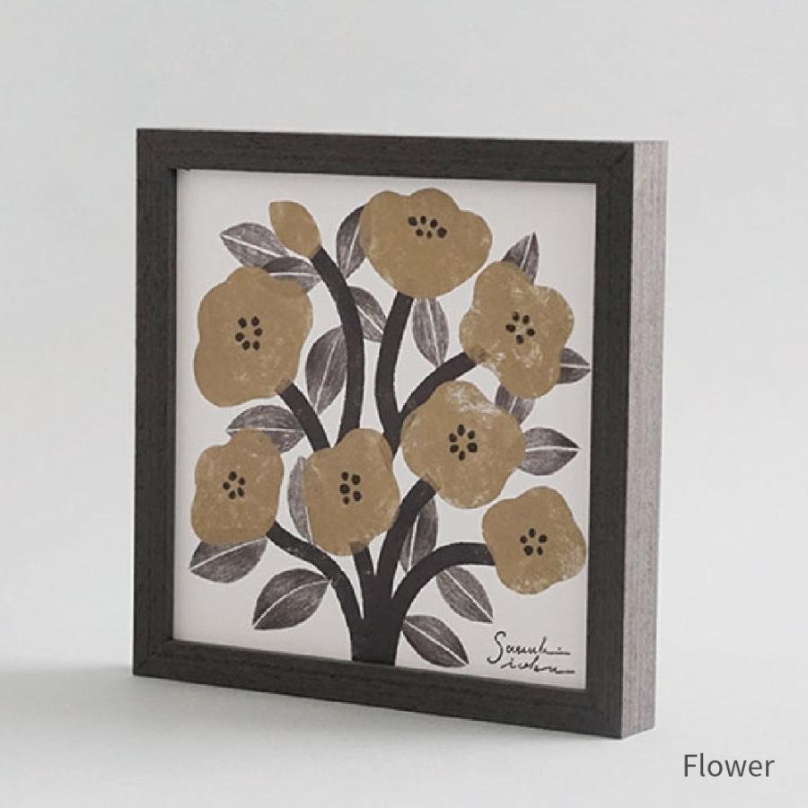 Flower イオクサツキ アートフレーム M 22cm 正方形 花 ブラック
