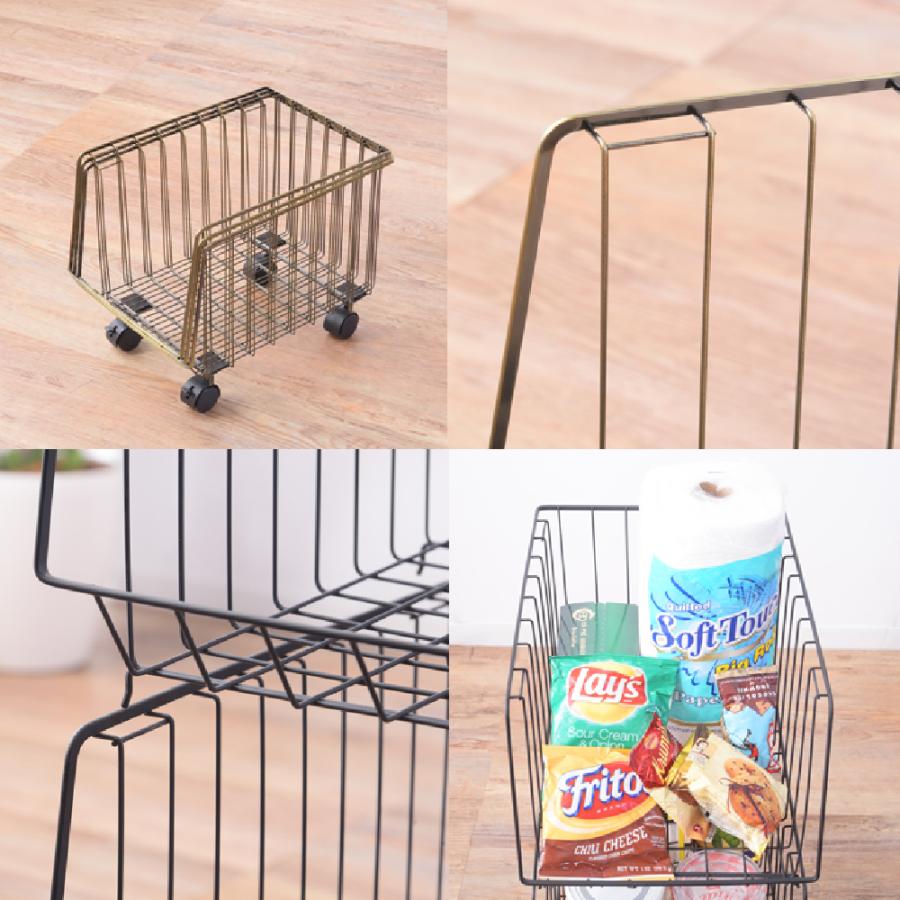 東谷 スタッキングワゴン 4段 スチール バスケット 収納ボックス