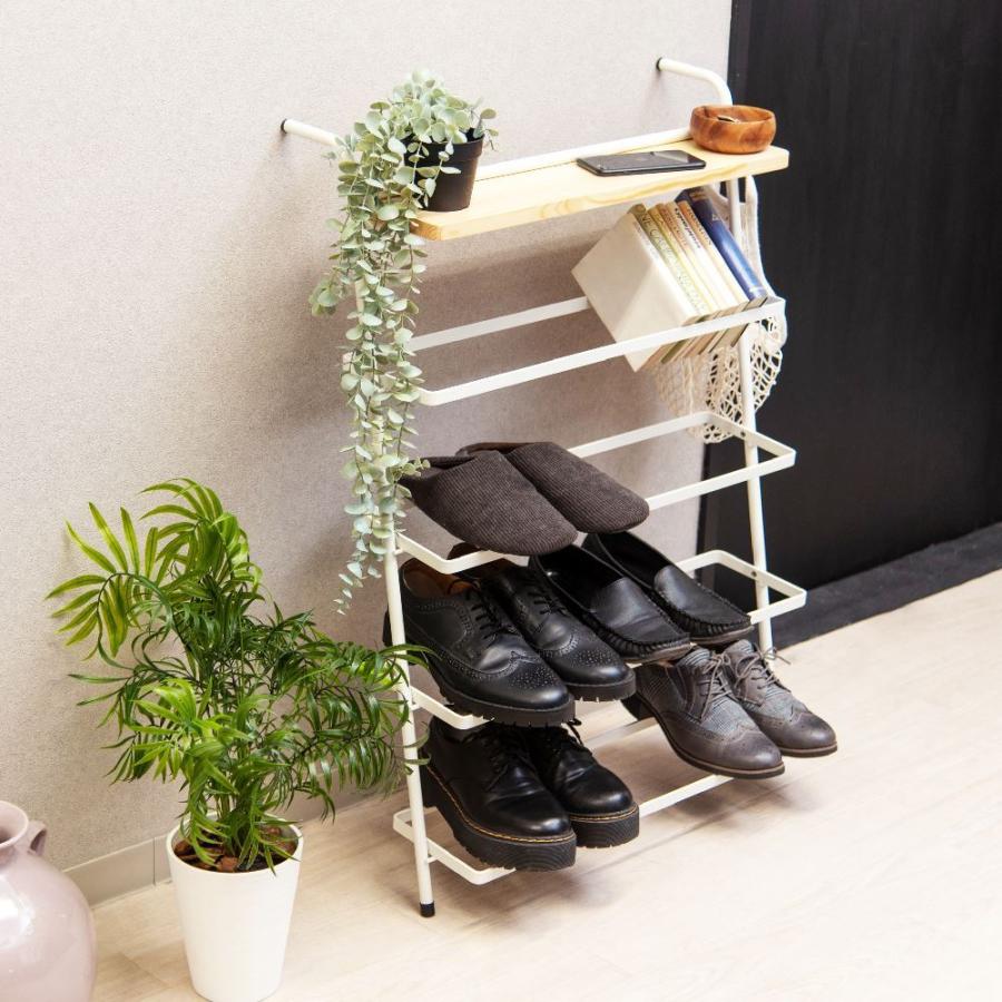 IRON SHOE RACK アイアンシューズラック 玄関収納 天然木 スチール 省スペース 立て掛けタイプ 下駄箱 靴 おしゃれ 小物置き 手指消毒 感染予防｜dapper-s-room｜13