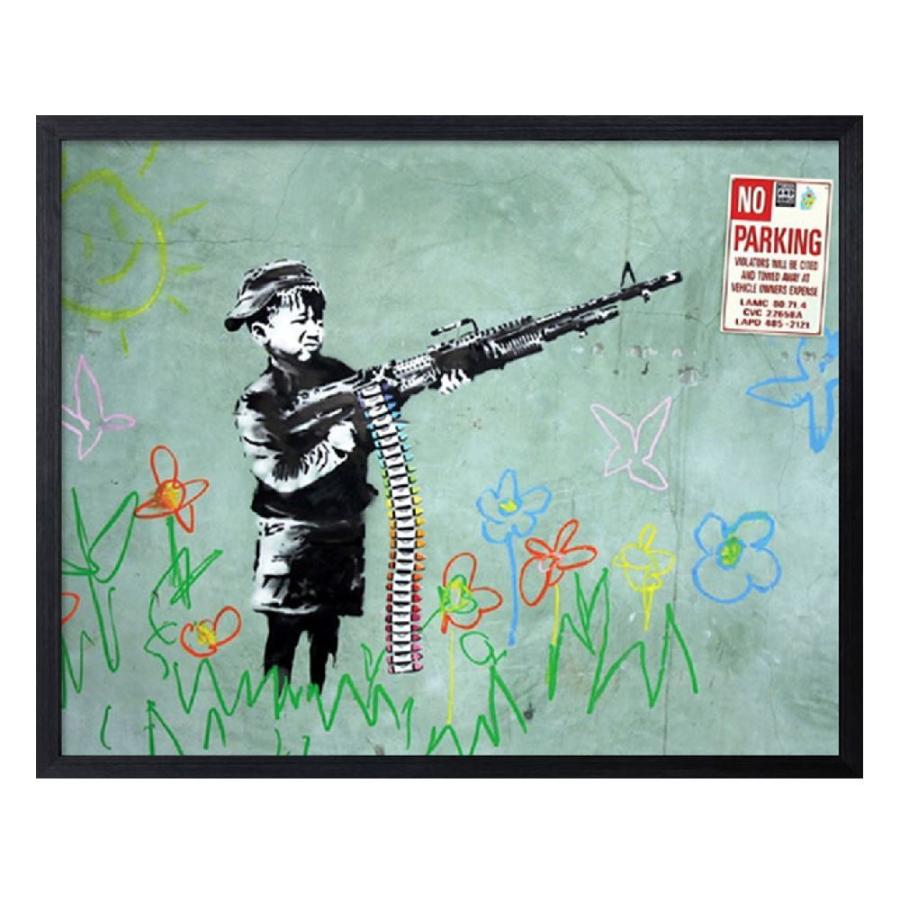 Crayon shooter バンクシー クレヨン 少年 機関銃 アートポスター