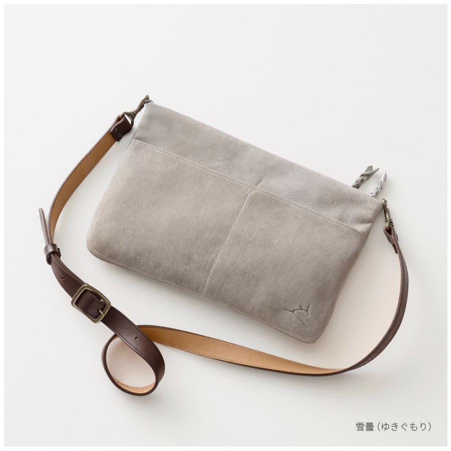 サコッシュ 鹿革 ハンシカ レディース メンズ バッグ ブランド レザー 軽い おしゃれ かわいい シンプル ショルダー 斜め掛け 撥水 防水 iPad 日本製の画像