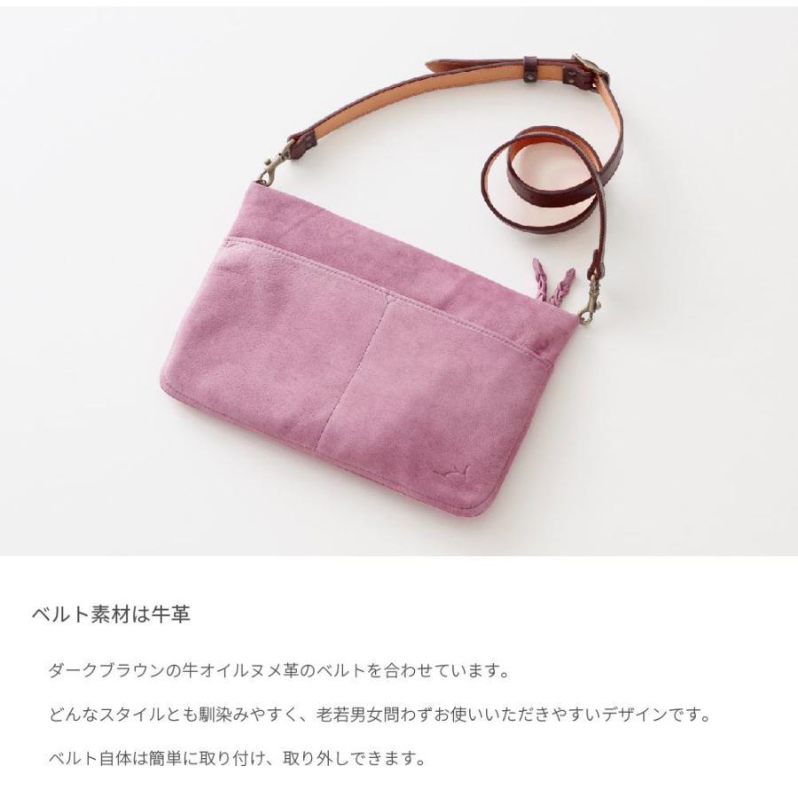 サコッシュ 鹿革 ハンシカ レディース メンズ バッグ ブランド レザー 軽い おしゃれ かわいい シンプル ショルダー 斜め掛け 撥水 防水 iPad 日本製の画像