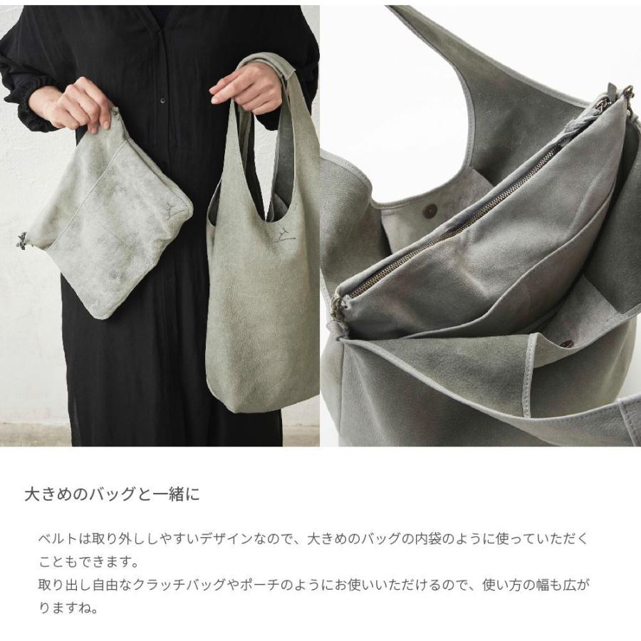 サコッシュ 鹿革 ハンシカ レディース メンズ バッグ ブランド レザー 軽い おしゃれ かわいい シンプル ショルダー 斜め掛け 撥水 防水 iPad 日本製の画像