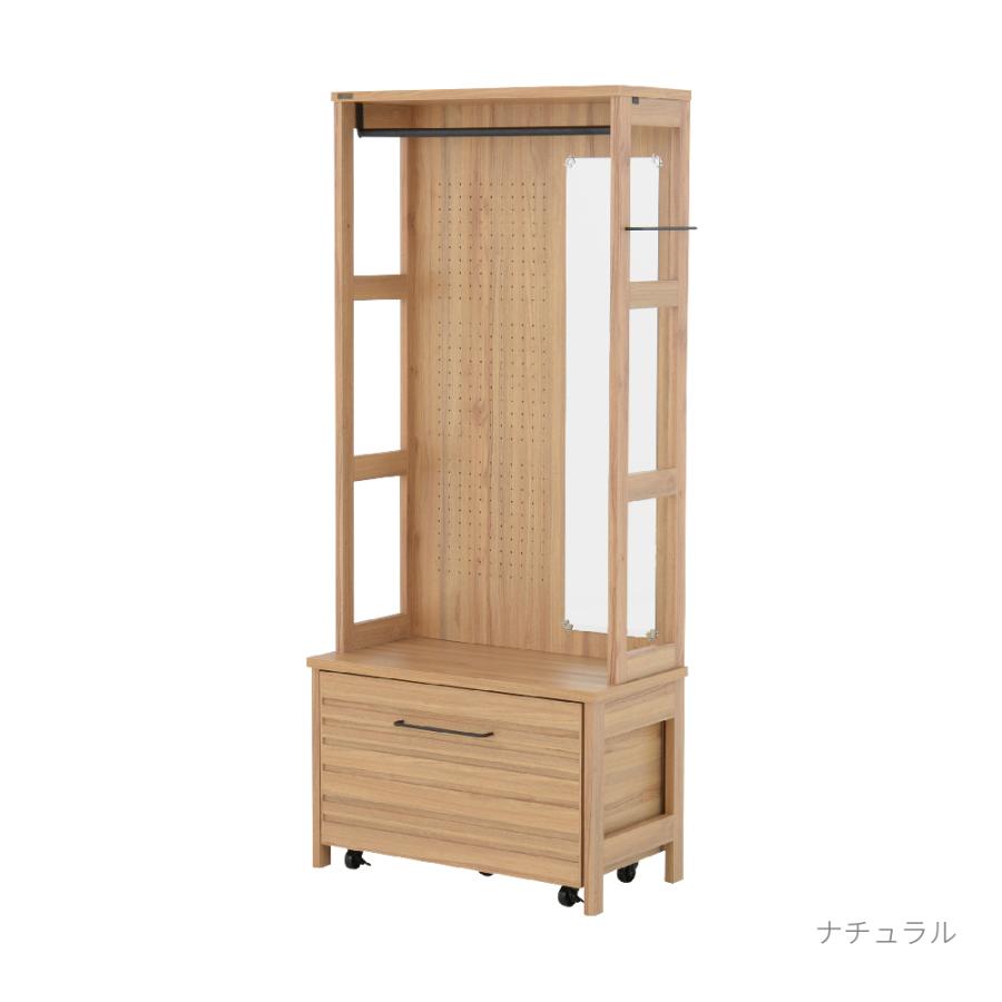 ハンガーラック スリム LAFIKA ラフィカ ミラー付き 幅80cm 高さ180cm 木製 おしゃれ かわいい 引き出し 棚付き コートハンガー_2