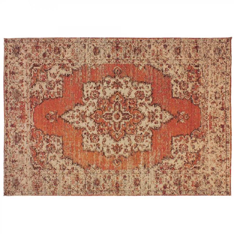 [絨毯]19:カーペット　茶色　140×205×1.7(cm) アンティーク風パッチワーク柄のラグマット 約 133x195 cm 1.5畳