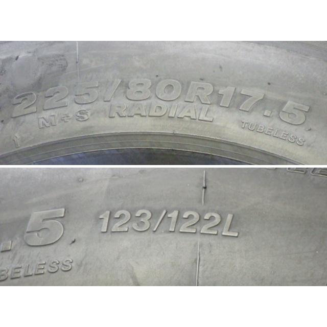 225/80R17.5 123/122L DSR 冬 SP001R 中古再生 8分山 2本セット 