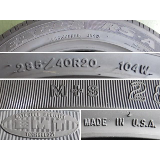 285/40R20 104W グッドイヤー GOODYEAR 夏 イーグル EAGLE RS-A 未使用 2本 ランフラット サマータイヤ 285/40/20 285/40-20の画像