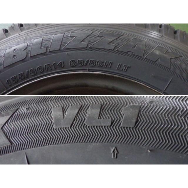 155/80R14 新品 2本セット 冬タイヤ 鉄ホイール ブリヂストン BLIZZAK VL1 14×5J PCD100 4穴 +40 2023年製 TW1322｜darhan｜04