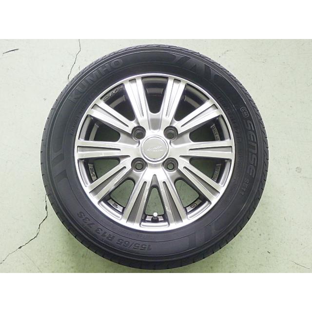155/65R13 中古 4本セット 夏タイヤ アルミホイール KUMHO ECOSENSE 