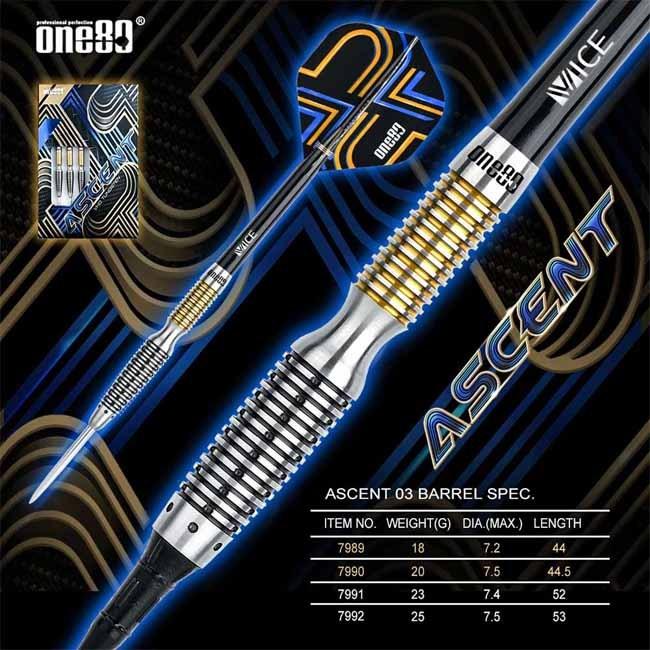 ダーツバレル ワンエイティ One80(ワンエイティ) Ascent(アセント) 03 STEEL 23g (ダーツ バレル
