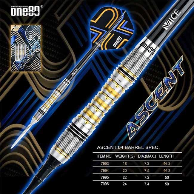 One80(ワンエイティ) Ascent(アセント) 04 STEEL 22g (ダーツ バレル