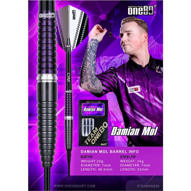 20gダミアン・モル One80ワンエイティDamian Mol定価13200円 One80(ワンエイティ) Damian Mol 2BA 20g ダミアン・モル選手モデル