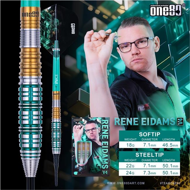 One80(ワンエイティ) Rene Eidams ver.4 STEEL 22g ルネ・エイダムス選手モデル　(ダーツ バレル ダーツセット)_5
