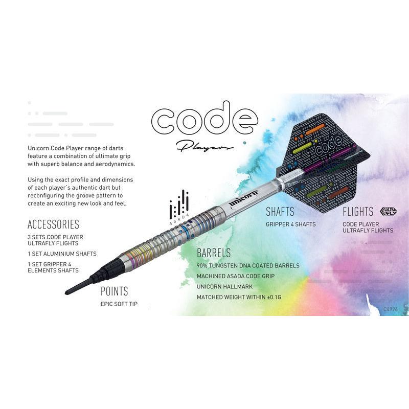 ダーツ unicorn code seigo asada 2BA Unicorn Code Player Seigo Asada Steel Tip Darts - 25gm
