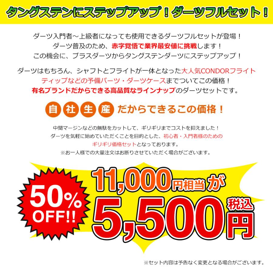 ダーツ 初心者向け ダーツセット タングステンバレル ダーツケース付き 5点フルセット |  | 01