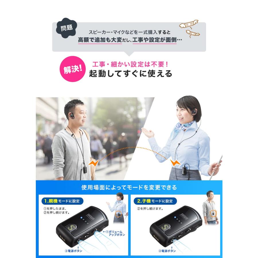 サンワサプライ ワイヤレスガイドシステム MM-WGS4 ツアーガイドや工場