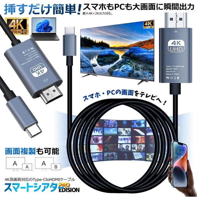 USB C to HDMI 変換ケーブル 3.1 TYPE-C ケーブル 4K 60Hz 高画質 音声