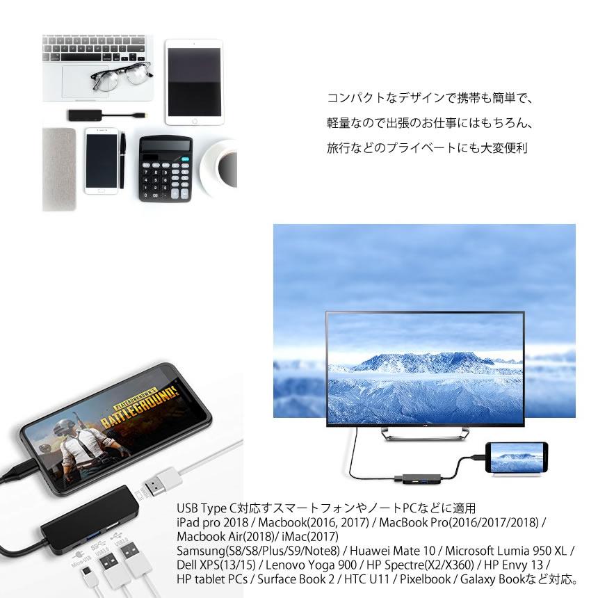 USB type C hub ?? 4??? OTG USB 2.0 3.0 1080p HDMI ?? ??? ??????? ????? ?? ?? MacBook Pro 2016 2017 2018 Air 2018 TYPECHUB4P｜darumadenki｜02