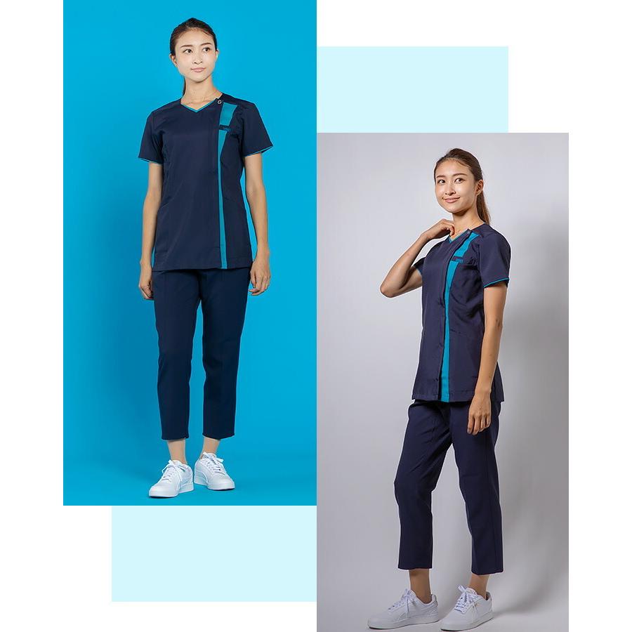 レディースジップスクラブ　FOLK Mサイズ　ターコイズ　新品未開封 フォーク FOLK スクラブ ジップスクラブ レディーススクラブ 前開き