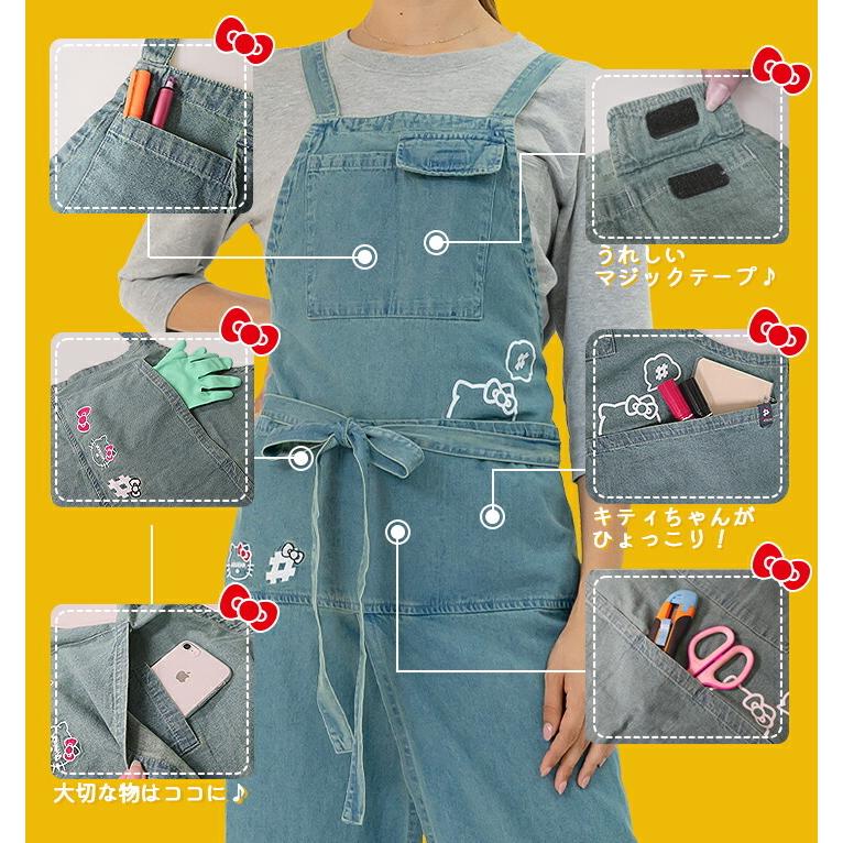 モンクワ ワーキング ロングエプロン デニム ハローキティ キティちゃん Mkk 綿100 Uvカット 農作業 庭仕事 ガーデニング 作業服 950円 即日発送 今季も再入荷 畑仕事 3