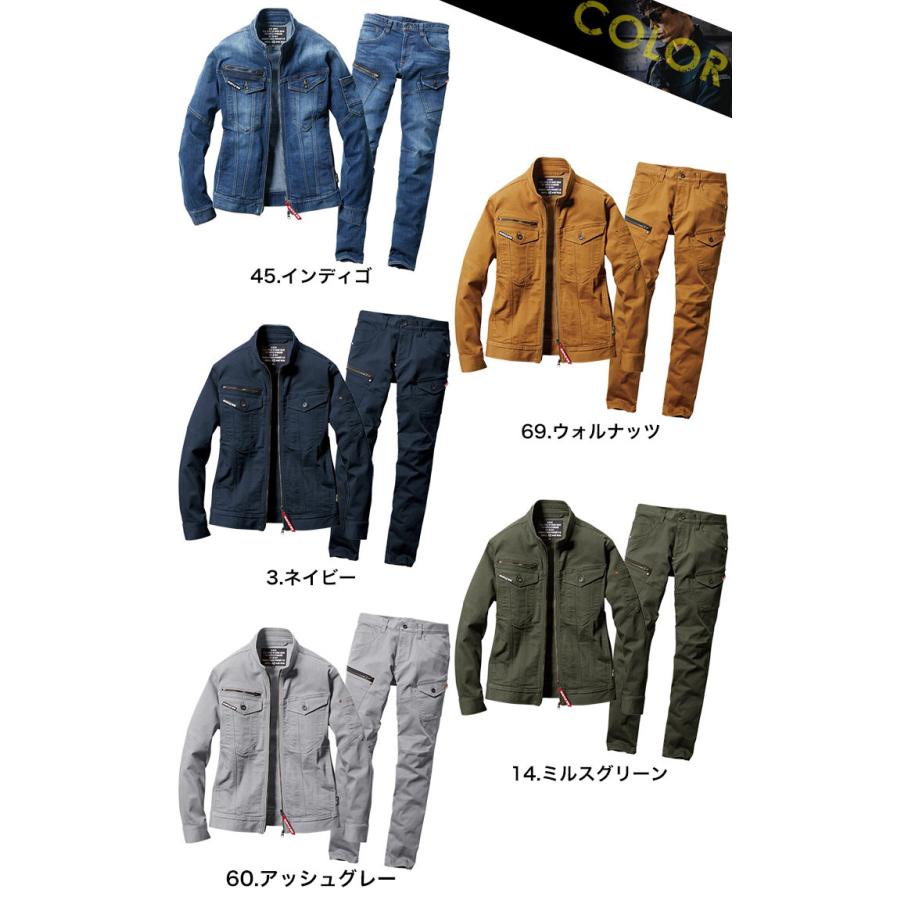 バートル デニム 上下セット 作業着 ジャケット 5001 カーゴパンツ 5002 長袖 ストレッチ メンズ 男女兼用 ブルゾン ジャンパー 作業服 BURTLE