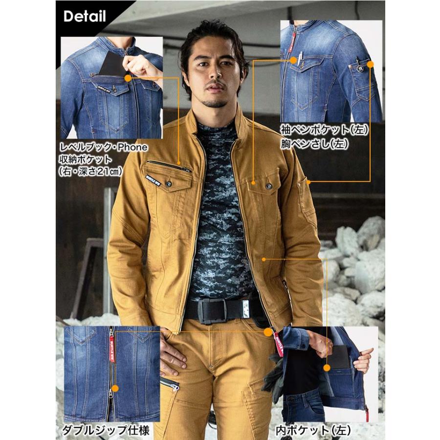 BURTLE（バートル） 作業服 デニム ストレッチ ジャケット 5001 男女