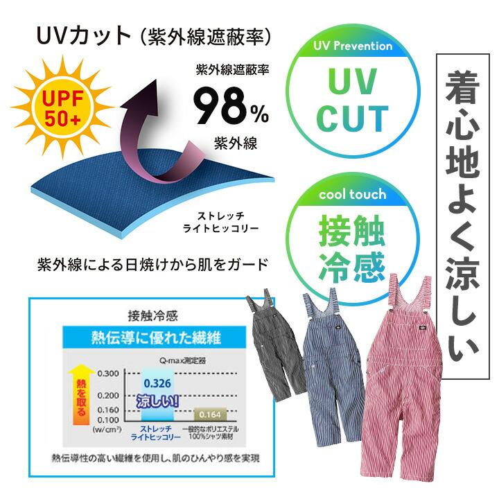 ディッキーズ オーバーオール ショート丈 ヒッコリー ストレッチ