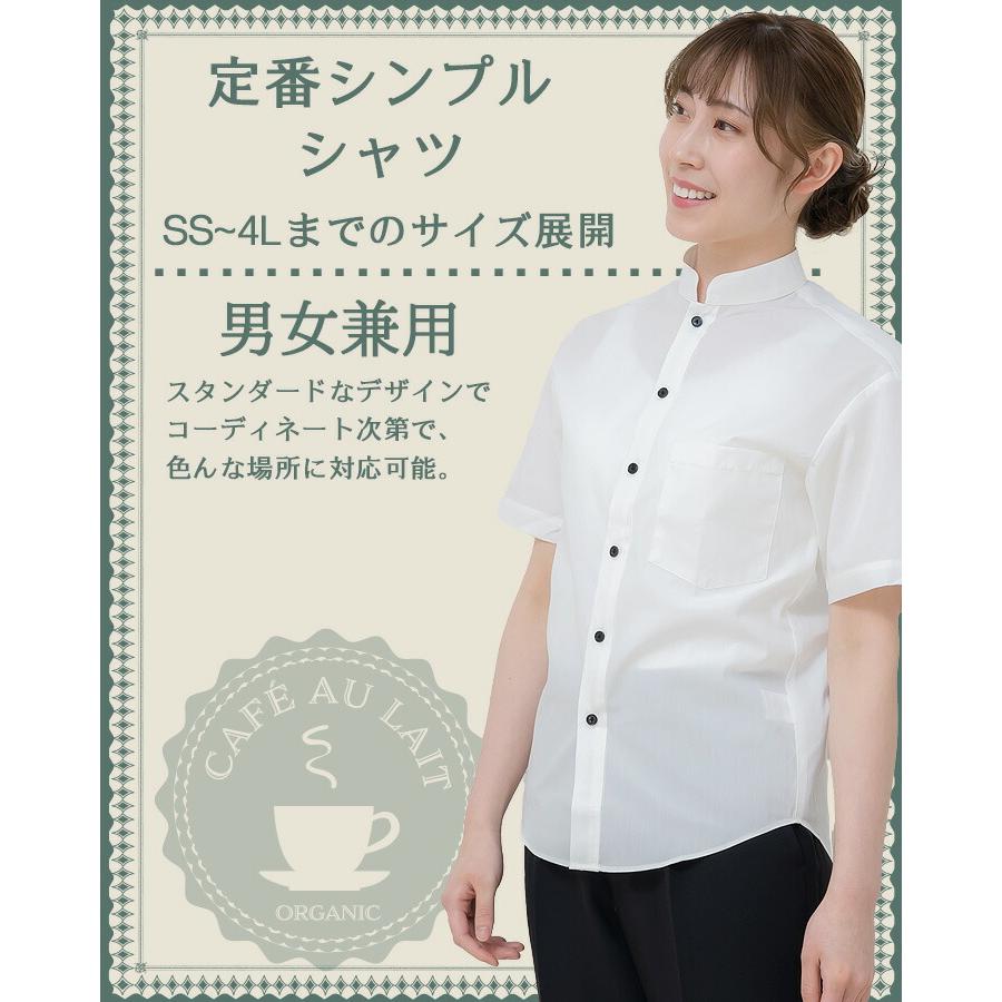 シャツ 半袖 スタンドカラー 男女兼用 ノーアイロン arbe アルベ EP