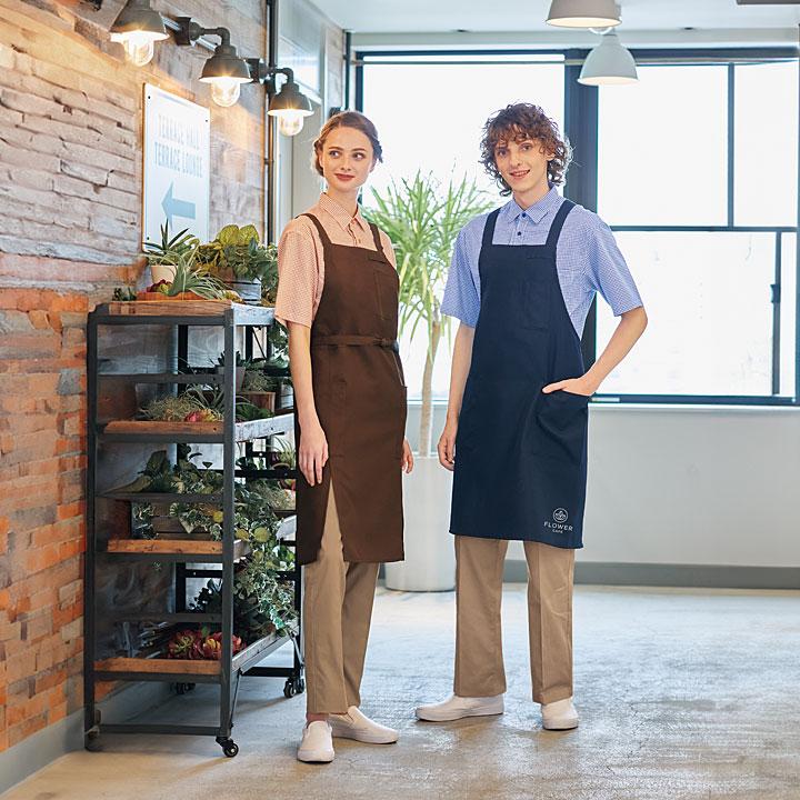 アルベロベロ　エプロンドレス 胸付きエプロン arbe アルベ T-8616 男女兼用 飲食店 サービス業 制服