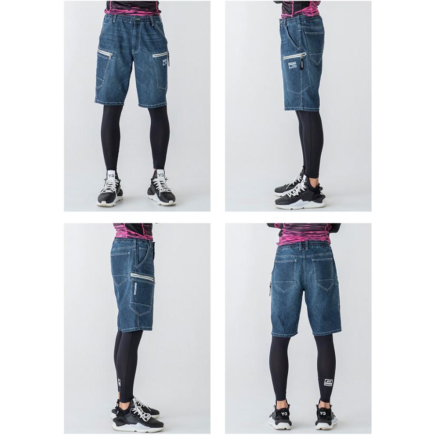 TAKAYA WORK WEAR ショートデニム カーゴパンツ イージーパンツ 麻混