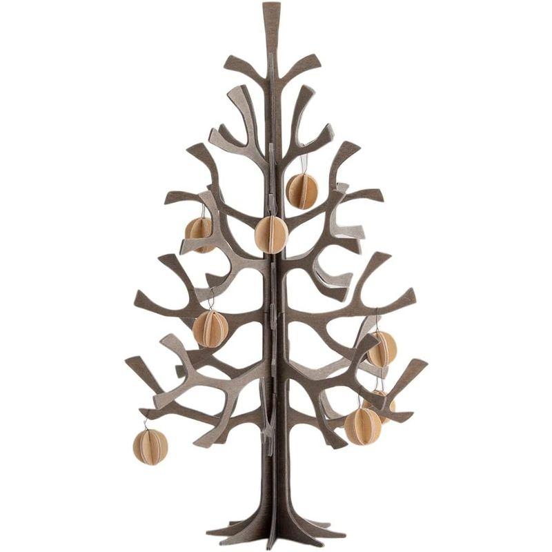 lovi　（ロヴィ）　クリスマスツリー　北欧　25cm　Momi-no-ki　組立式　(グレー×ナチュラル)　ミニボールセット