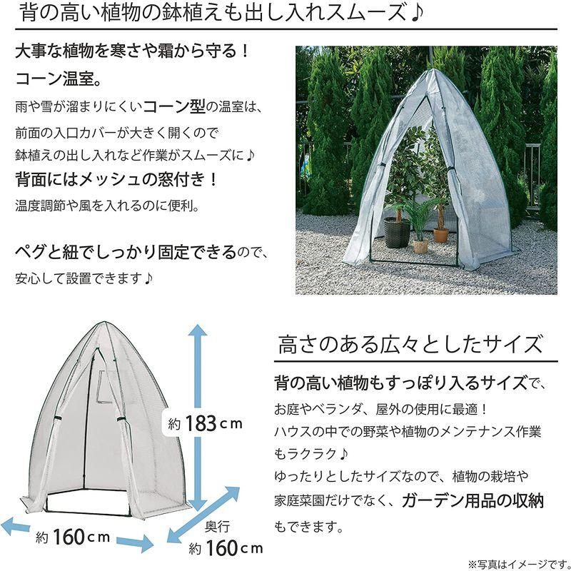 武田コーポレーション 温室・ビニールハウス・園芸グリーン 160×160×183cm コーン温室 KOST160 - 5