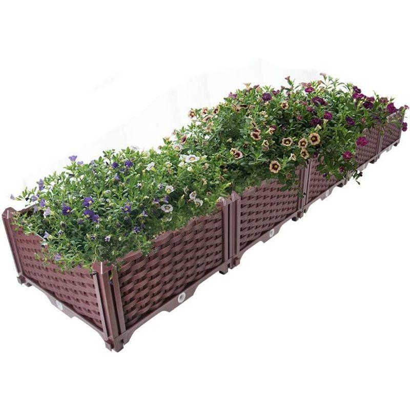 BAOYOUNI 組み立て簡単ガーデンボックス プランターボックスプラスチック鉢植え入れ花 植物 栽培ブラウン 鉢用品 大型プランター 莱園 組み立て簡単ガーデンボックス プランターボックスプラスチック鉢植え入れ花 植物 栽培ブラウン 鉢用品 大型プランター 莱園