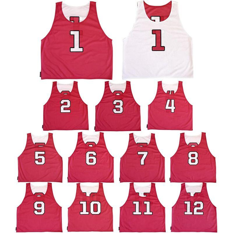 ATHLETIC MART ビブス(リバーシブル)1?12番 裏表/前後ろ番号付 12枚セット収納メッシュバッグ付全4カラー ビブス男女フリ MART ビブス リバーシブル 12番 裏表/前後ろ番号付 12枚セット収納メッシュバッグ付全4カラー ビブス男女フリ