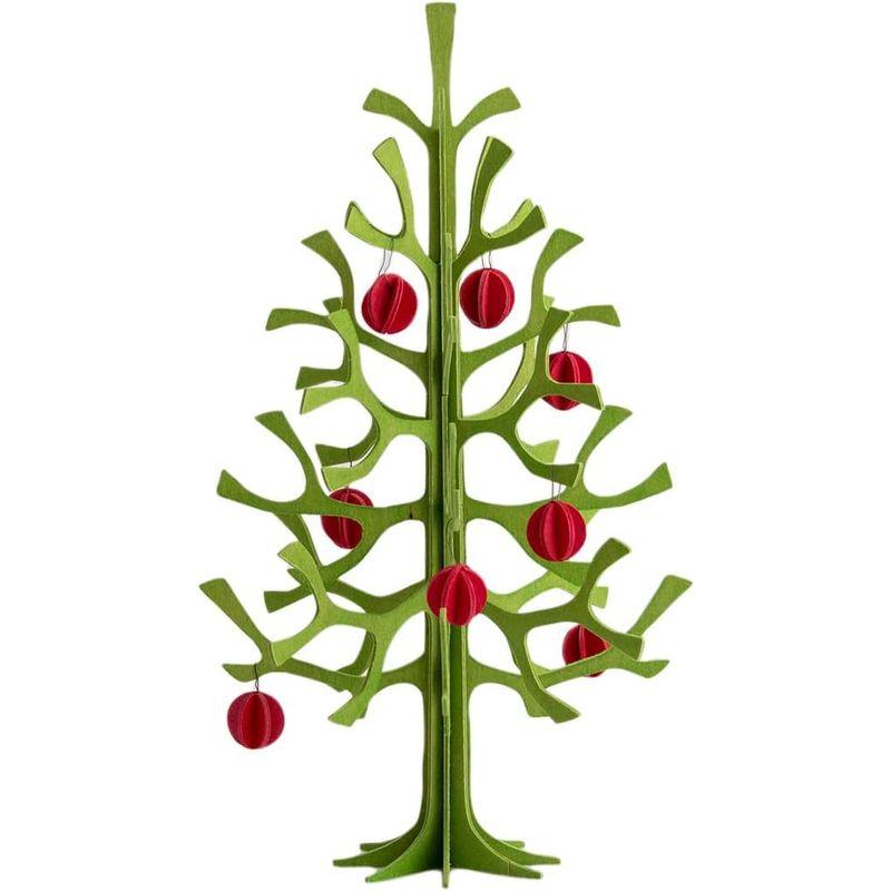 lovi　（ロヴィ）　クリスマスツリー　組立式　Momi-no-ki　北欧　ミニボールセット　(ライトグリーン×ブライトレッド)　25cm