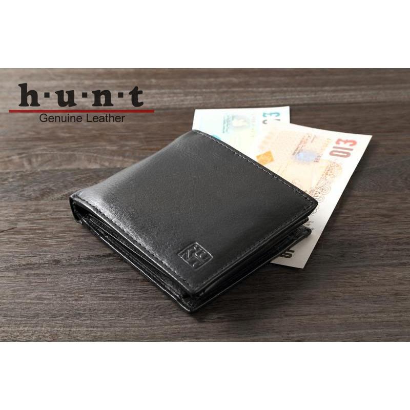牛革 ２つ折財布 HUNT 111113 送料無料 hunt ハント 人気 本革折財布 ブラック 贈り物 プレゼント | 
