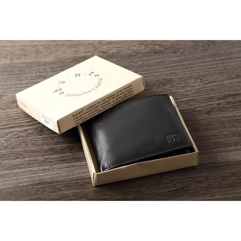 牛革 ２つ折財布 HUNT 111113 送料無料 hunt ハント 人気 本革折財布 ブラック 贈り物 プレゼント |  | 04