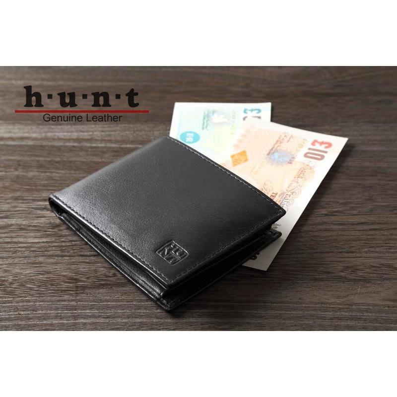牛革 ２つ折財布 HUNT 22001 送料無料 hunt ハント 人気 本革折財布 ブラック 贈り物 プレゼント | 