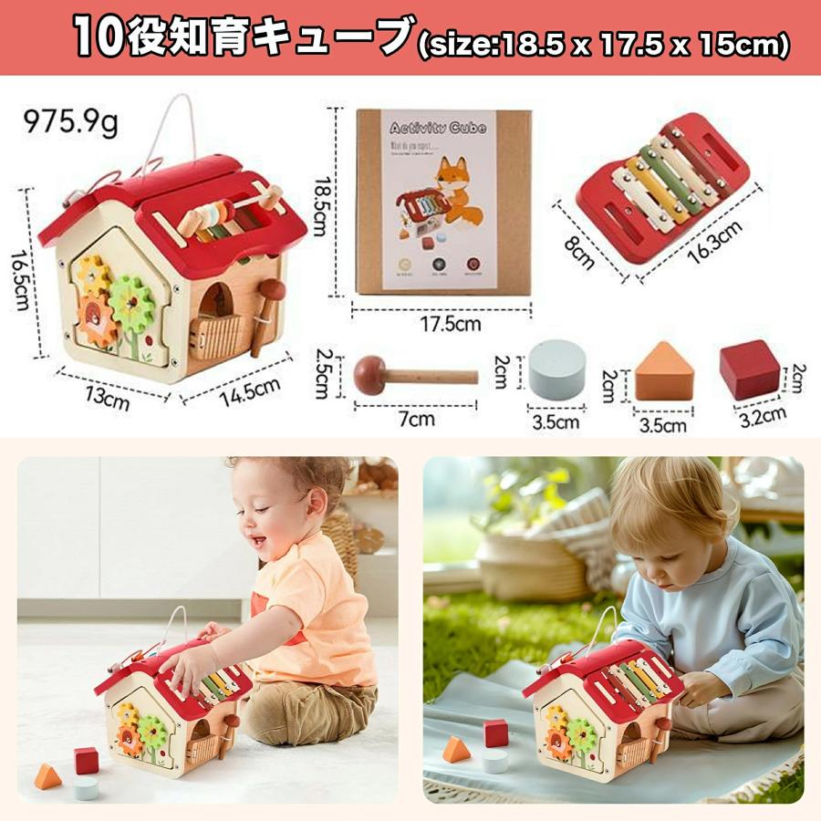 【10%OFF★サンタ帽子★ラッピング無料】 赤ちゃん 知育キューブ 6役 7役 8役 10役 おもちゃ 1歳 知育玩具 2歳 木のおもちゃ モンテッソーリ |  | 18