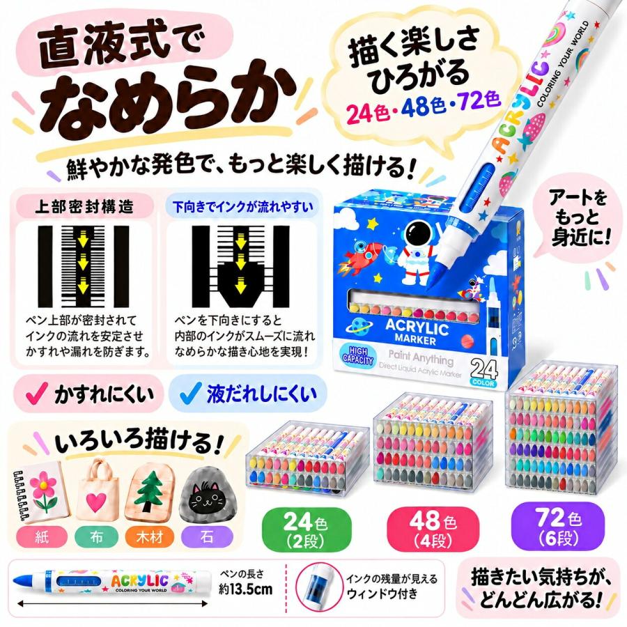【1位常連】【ラッピング無料】 24色 72色 直液式 アクリルマーカー セット はなうみマーカー イラストマーカー アルコールマーカー 中学生 お絵描きセット |  | 10