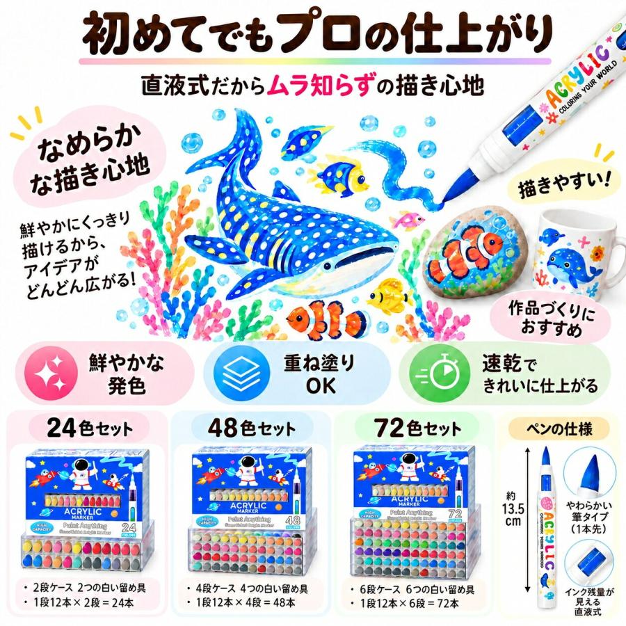 【1位常連】【ラッピング無料】 24色 72色 直液式 アクリルマーカー セット はなうみマーカー イラストマーカー アルコールマーカー 中学生 お絵描きセット |  | 14