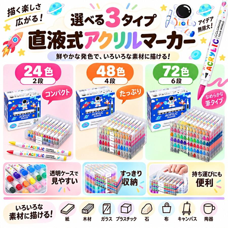 【1位常連】【ラッピング無料】 24色 72色 直液式 アクリルマーカー セット はなうみマーカー イラストマーカー アルコールマーカー 中学生 お絵描きセット |  | 15
