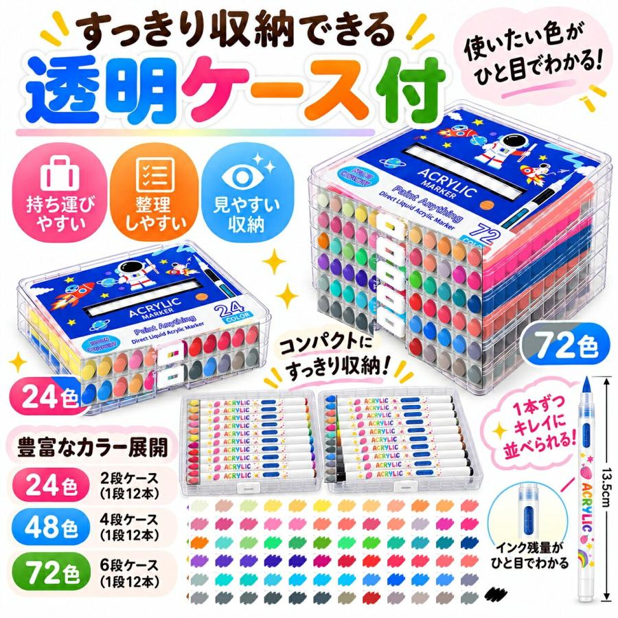 【1位常連】【ラッピング無料】 24色 72色 直液式 アクリルマーカー セット はなうみマーカー イラストマーカー アルコールマーカー 中学生 お絵描きセット |  | 05