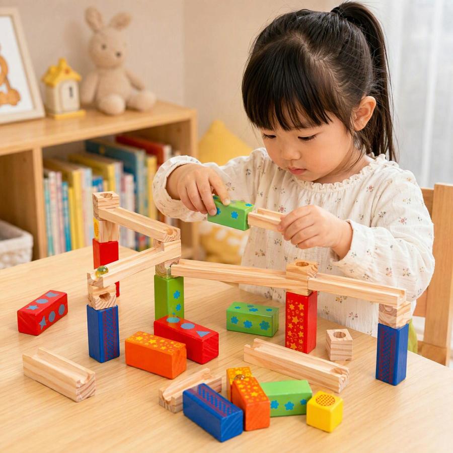 【花海公式★ラッピング無料】 木製 66pcs スロープトイ ビーズコースター スロープ ビー玉 転がし ブロック 積み木 おもちゃ 知育おもちゃ 玩具 知育玩具 |  | 12