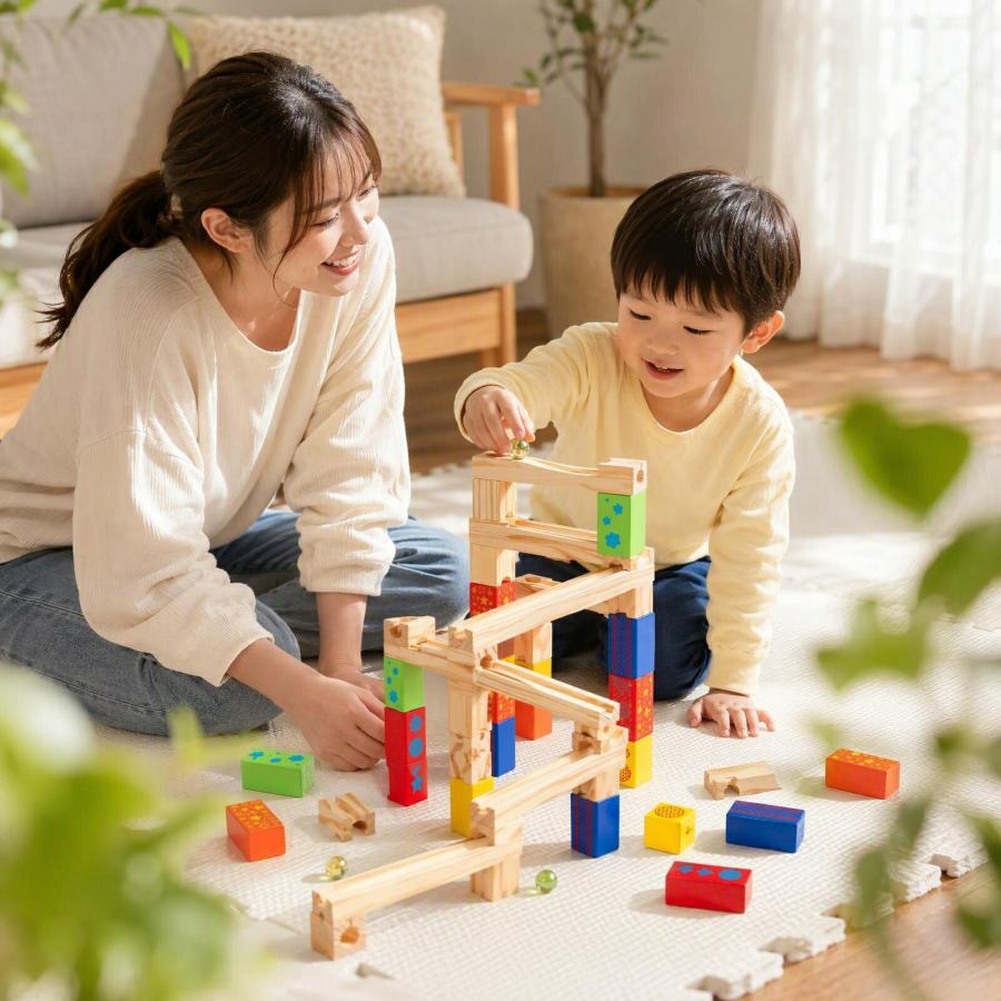【花海公式★ラッピング無料】 木製 66pcs スロープトイ ビーズコースター スロープ ビー玉 転がし ブロック 積み木 おもちゃ 知育おもちゃ 玩具 知育玩具 |  | 13