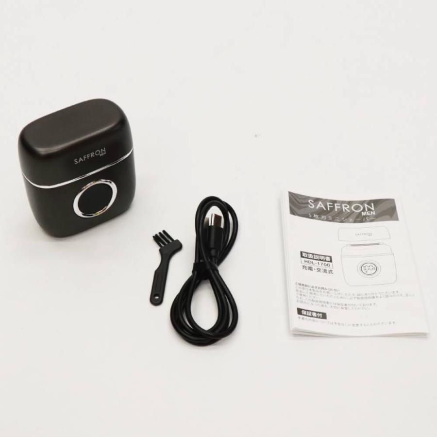 （特別特価） 髭剃り コンパクト usb充電 5枚刃 保証付き 手のひらサイズ 防水 丸ごと洗浄 誤作動防止 充電残量表示 メンズシェーバー ひげ剃り 小型  SAFFRON | ヒロ・コーポレーション | 05