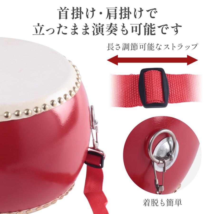 和太鼓セット セット 7インチ 子供 キッズ 大人 バチ 首掛け 首かけ アジャスター付き 羊皮 応援 おもちゃ 運動会 スポーツ お祭り 鋲打ち 野球 和太鼓 たいこ | ブランド登録なし | 03