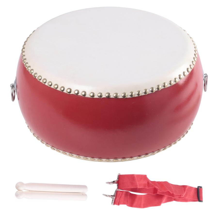 和太鼓 和太鼓セット ストラップ付き 10インチ 8歳以上 子供 大人 バチ 首掛け 首かけ 調節可能 羊皮 鋲打ち 応援 運動会 お祭り お遊戯会 マーチング 演奏会 | ブランド登録なし | 04