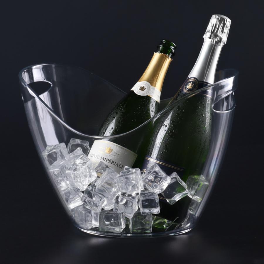 （8Lサイズ） ワインクーラー アイスバケット 大容量 アクリル 持ち手付き 軽量 保冷 卓上 ワイン ビール シャンパン パーティー レストラン バー クリアタイプ | ブランド登録なし