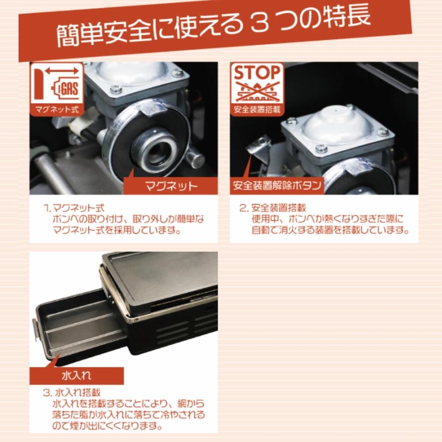 （年末特価！保証書付） カセットコンロ ニチネン ジュージューボーイ 2 ガス式 バーベキューコンロ 少人数 安全装置 網焼き 海鮮焼き 串焼き ブラック ニチネン | ブランド登録なし | 01